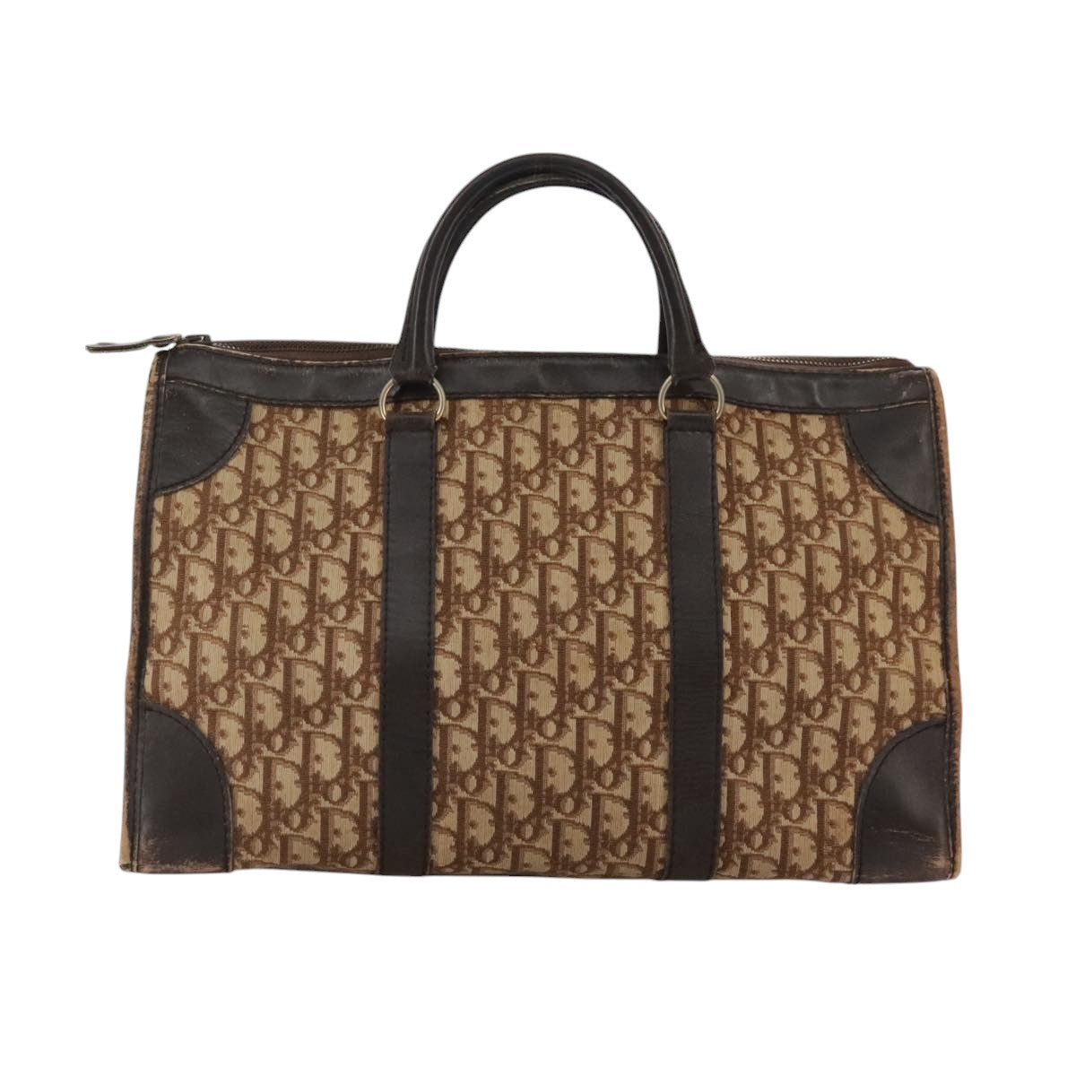 Christian Dior Trotter Canvas Hand Bag Brown Auth 111521