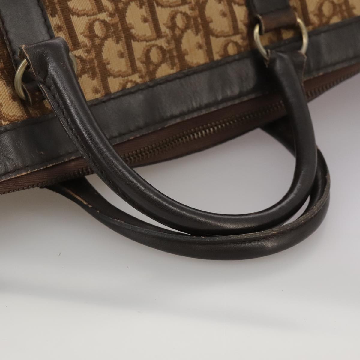 Christian Dior Trotter Canvas Hand Bag Brown Auth 111521