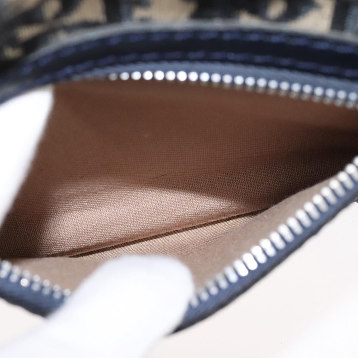 Christian Dior Trotter Canvas Shoulder Bag Navy Auth 111522