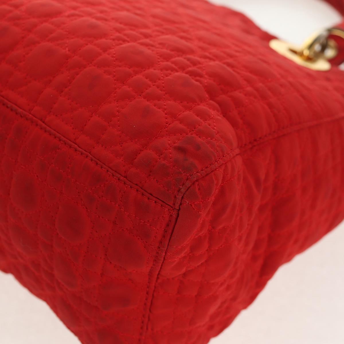 Christian Dior Canage Hand Bag Red Gold Auth 111525