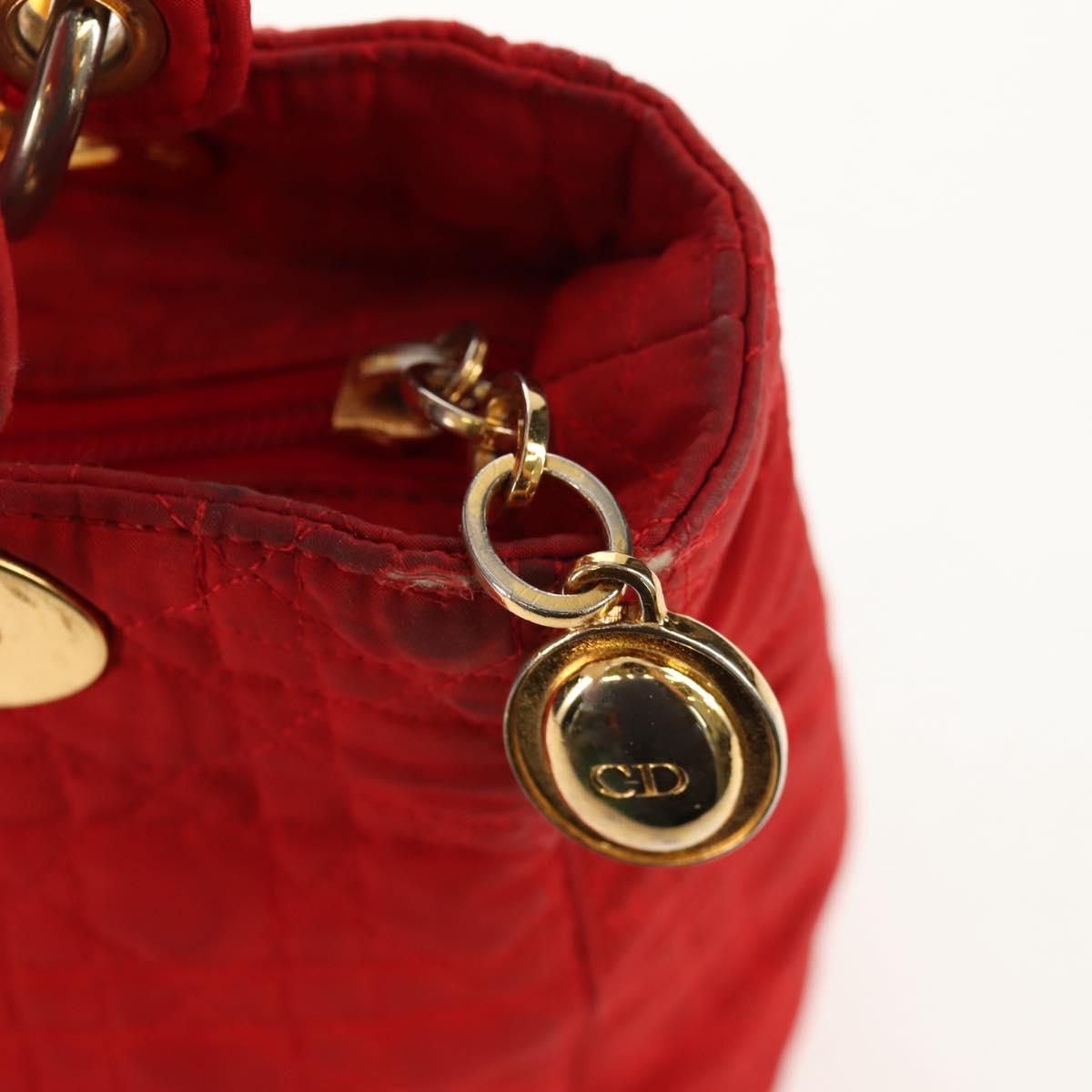 Christian Dior Canage Hand Bag Red Gold Auth 111525