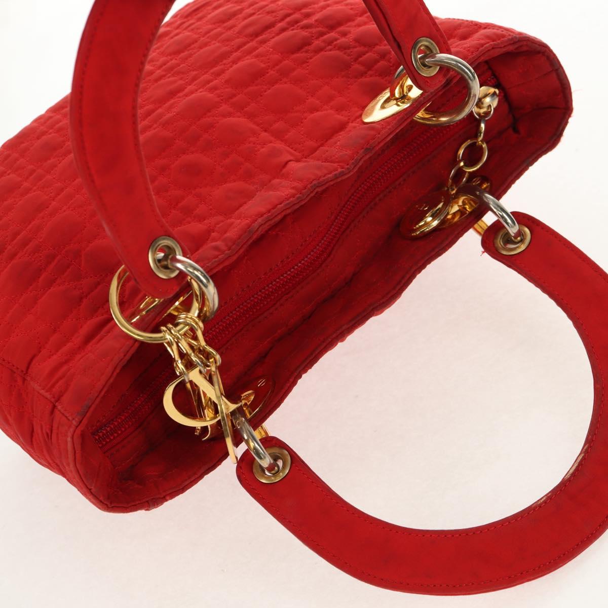 Christian Dior Canage Hand Bag Red Gold Auth 111525