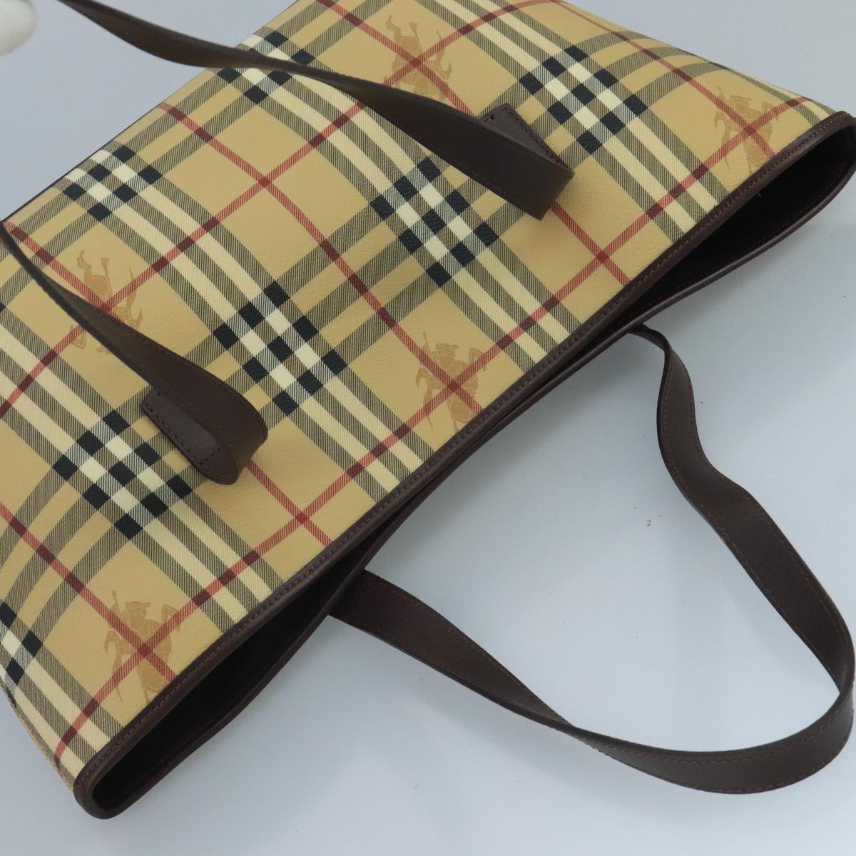 BURBERRY Nova Check Tote Bag PVC Beige Auth 111553