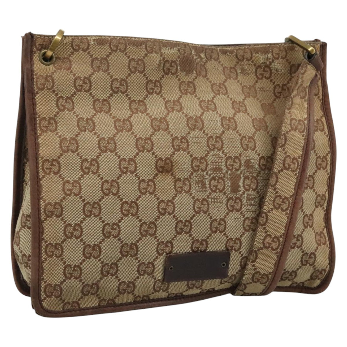 GUCCI GG Canvas Shoulder Bag Beige 91762 Auth 111560
