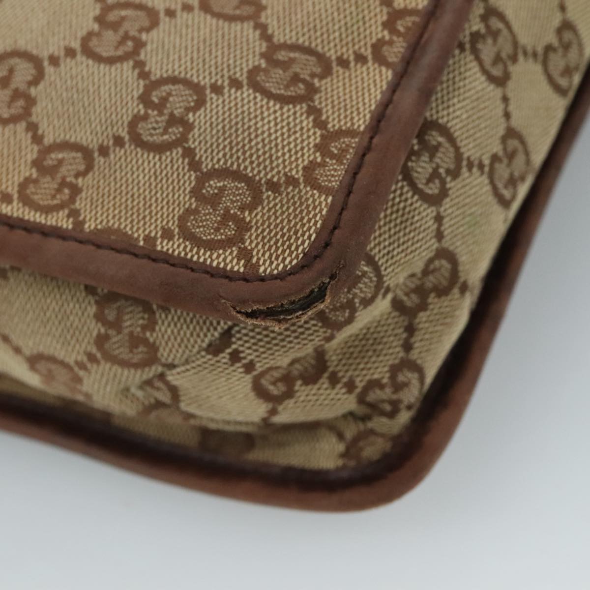 GUCCI GG Canvas Shoulder Bag Beige 91762 Auth 111560