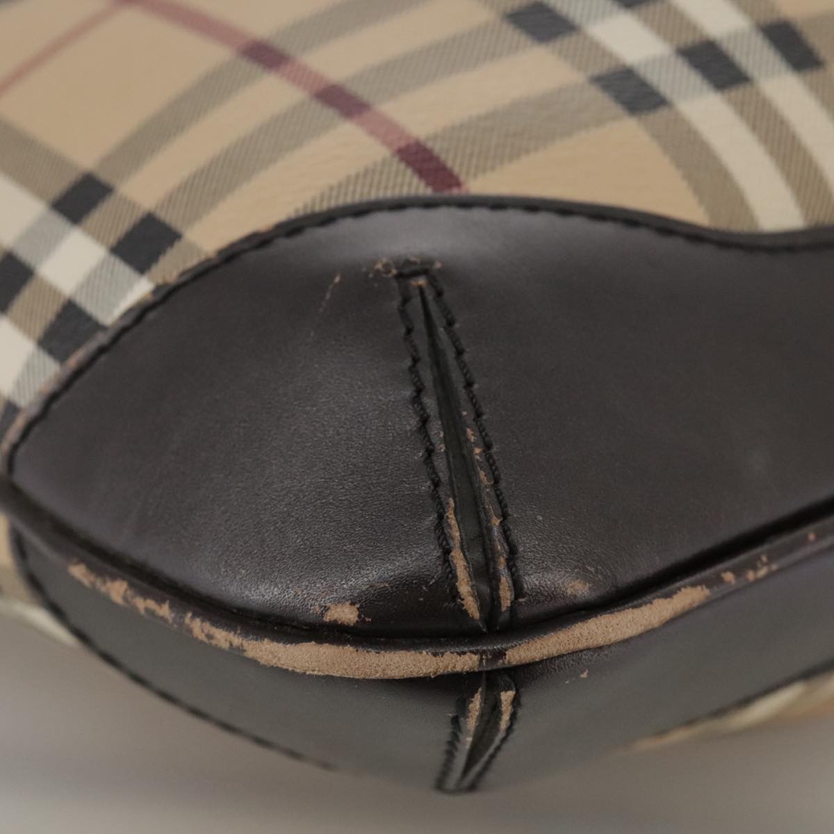 BURBERRY Nova Check Shoulder Bag PVC Beige Brown gold Auth 111586