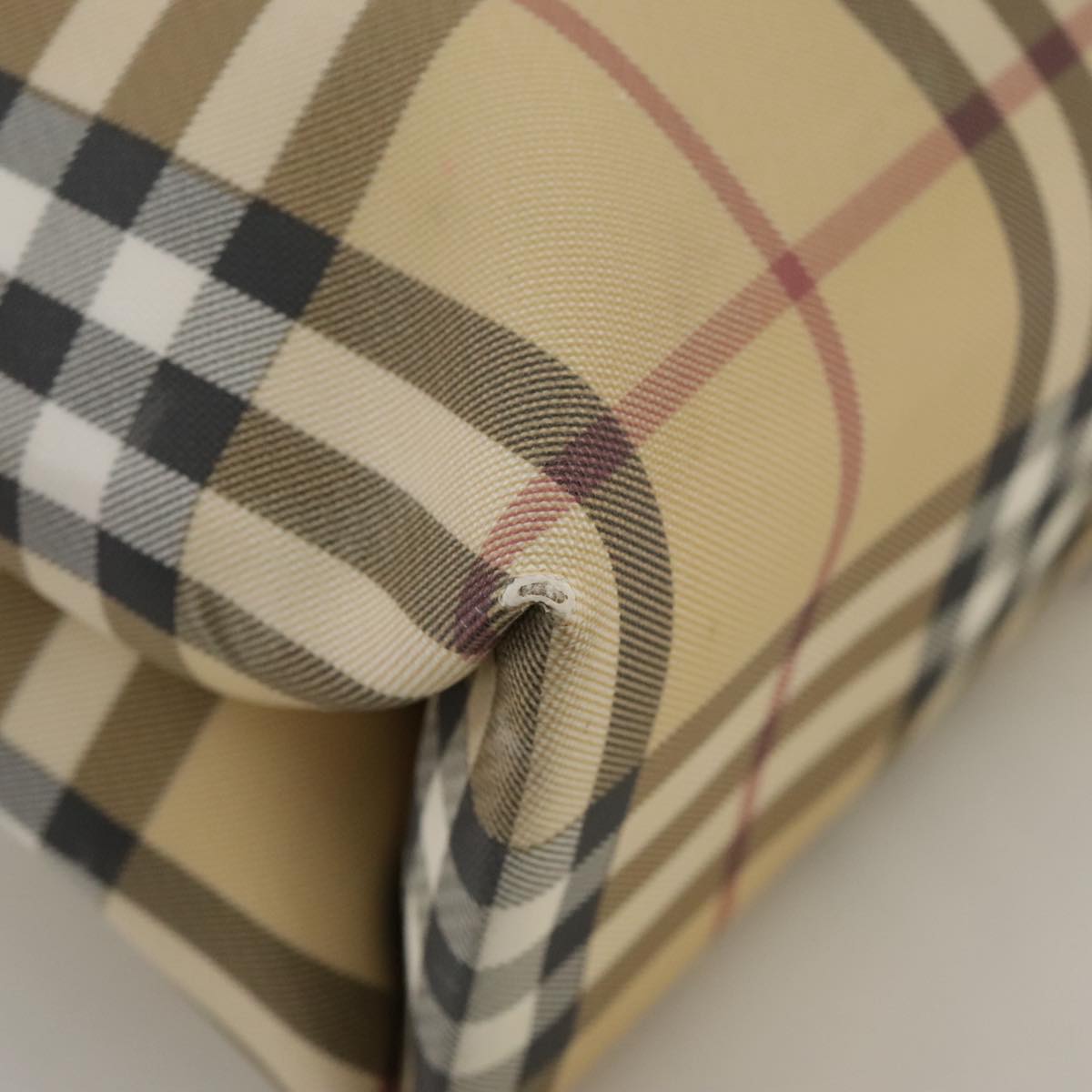 BURBERRY Nova Check Hand Bag PVC Beige Brown Auth 111588