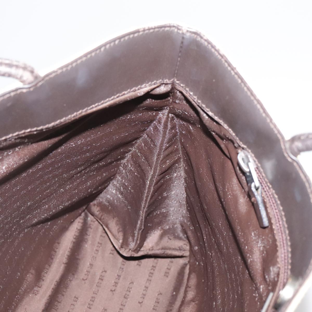 BURBERRY Nova Check Hand Bag PVC Beige Brown Auth 111588