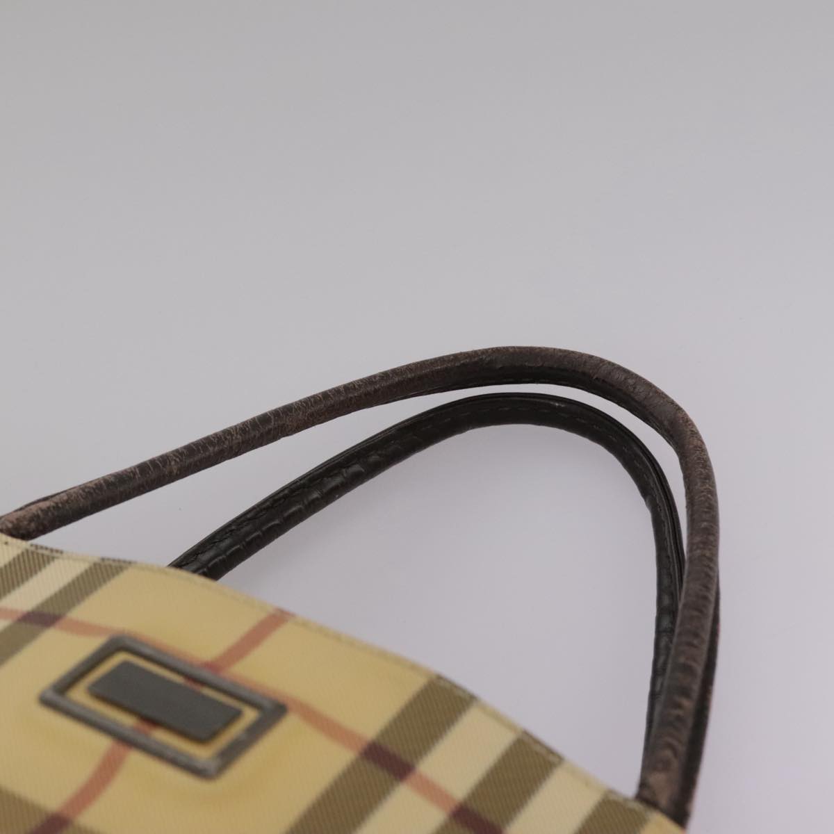 BURBERRY Nova Check Hand Bag PVC Beige Brown Auth 111588