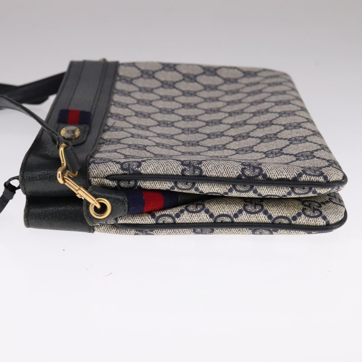GUCCI GG Supreme Sherry Line Shoulder Bag PVC Red Navy Auth 111590