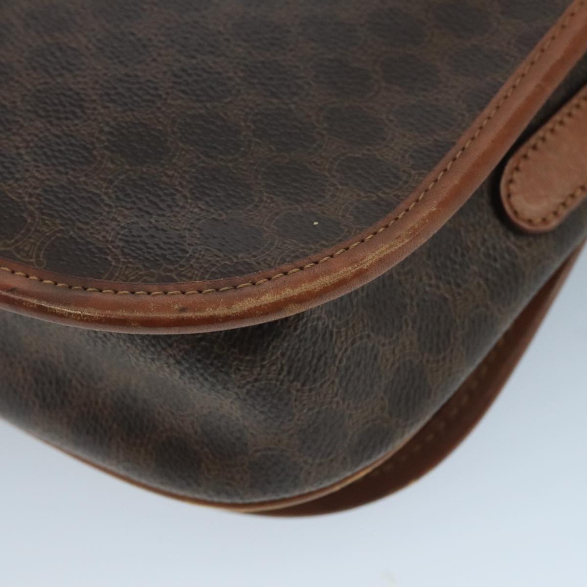 CELINE Macadam Canvas Shoulder Bag PVC Leather Brown Auth 111596