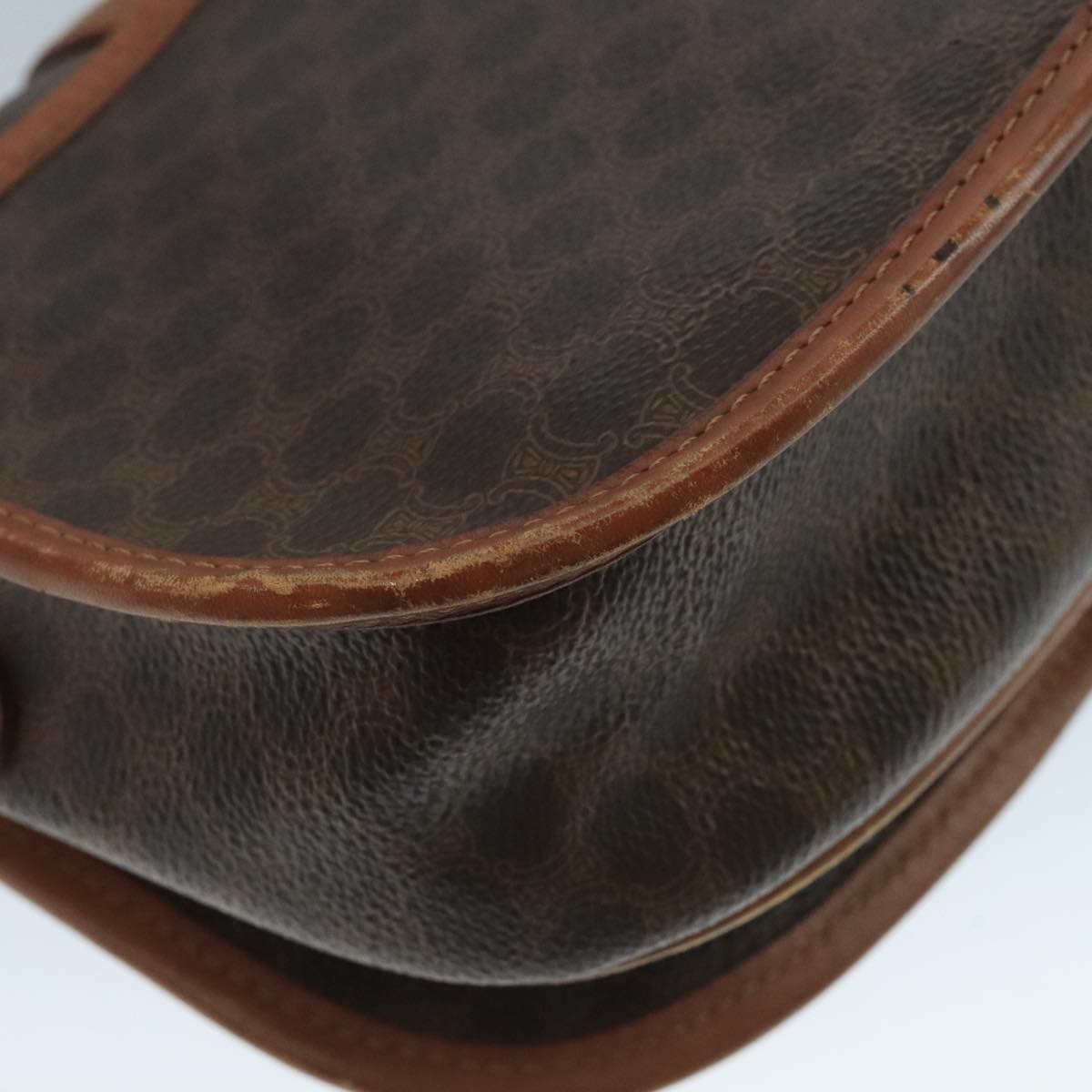 CELINE Macadam Canvas Shoulder Bag PVC Leather Brown Auth 111596