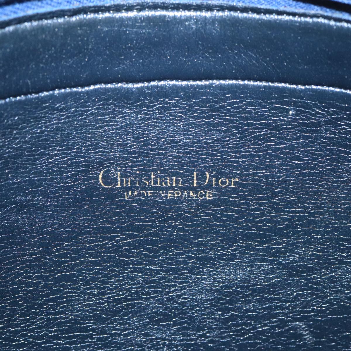 Christian Dior Trotter Canvas Shoulder Bag Navy Gold Auth 111610