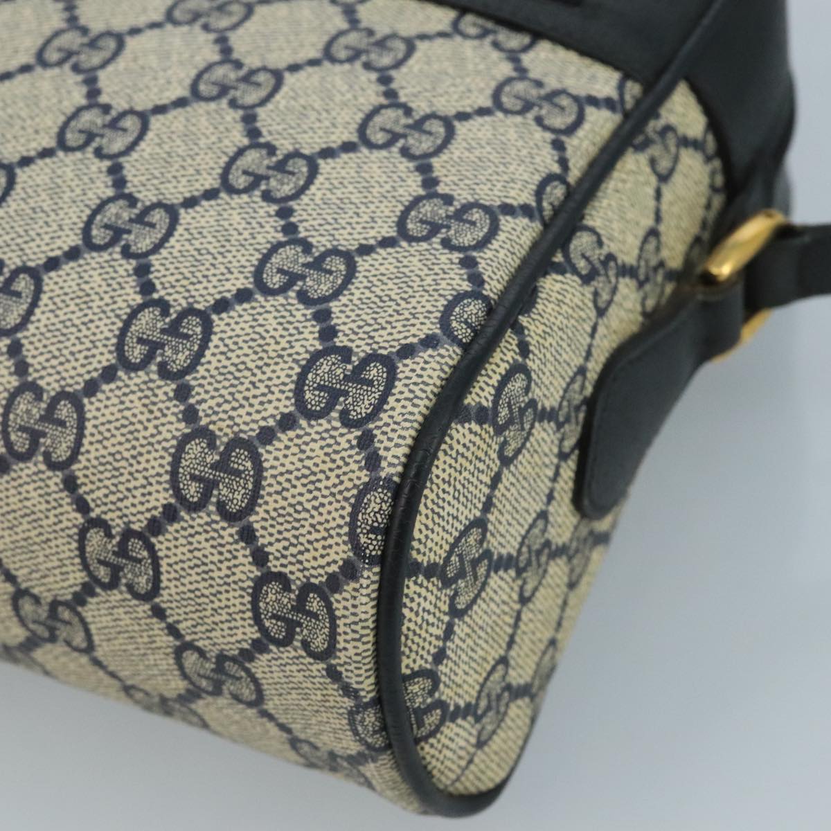 GUCCI GG Supreme Sherry Line Bag PVC Navy Gold Red 72 02 088 Auth 111626