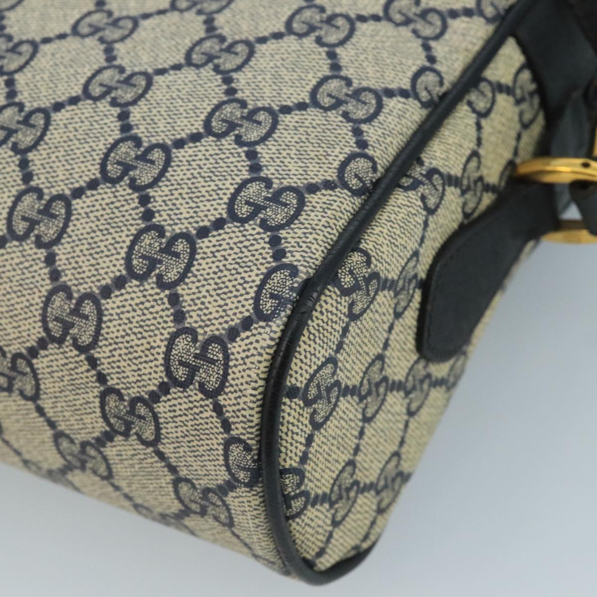GUCCI GG Supreme Sherry Line Bag PVC Navy Gold Red 72 02 088 Auth 111626