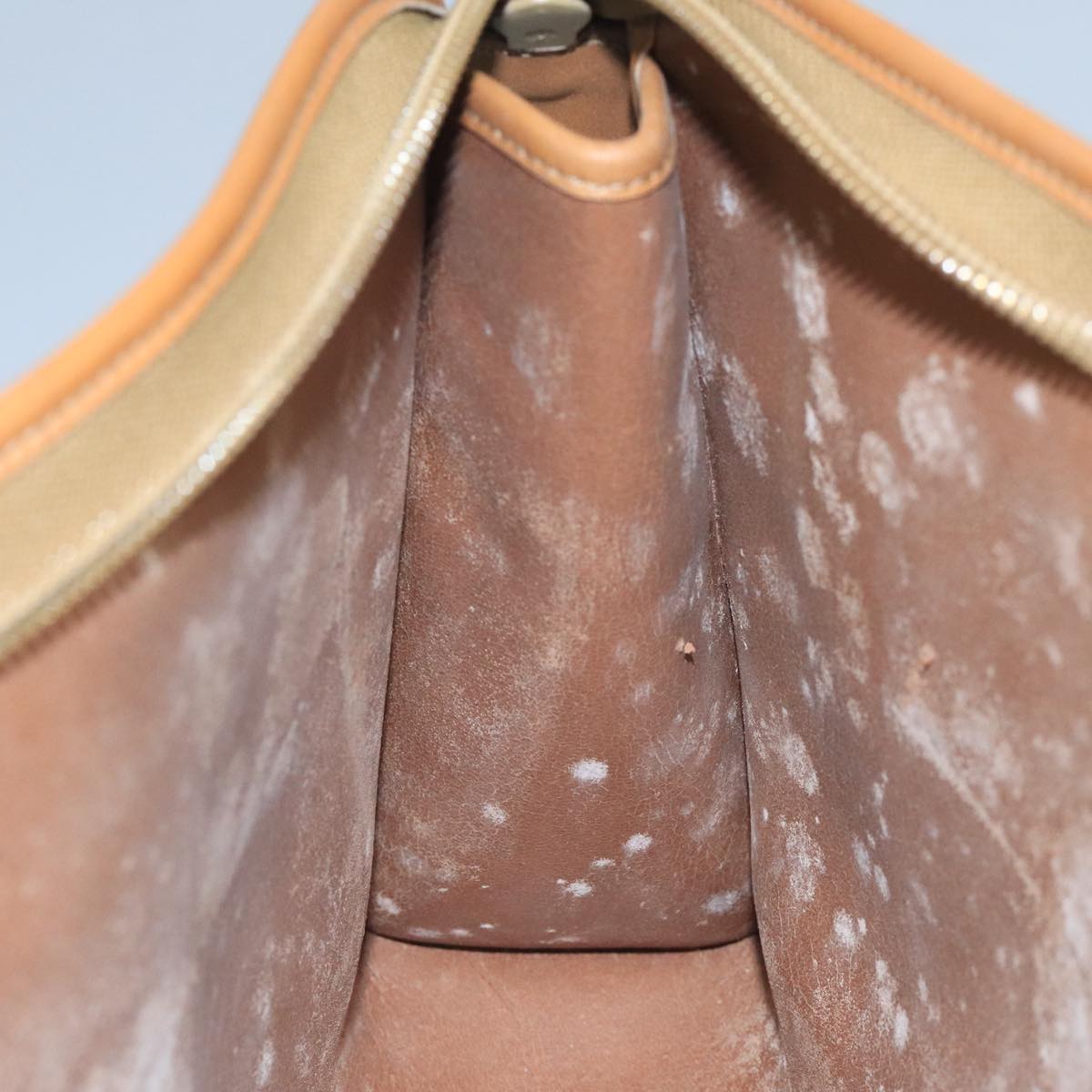 Christian Dior Honeycomb Canvas Clutch Bag PVC Leather Black Gold Auth 111627