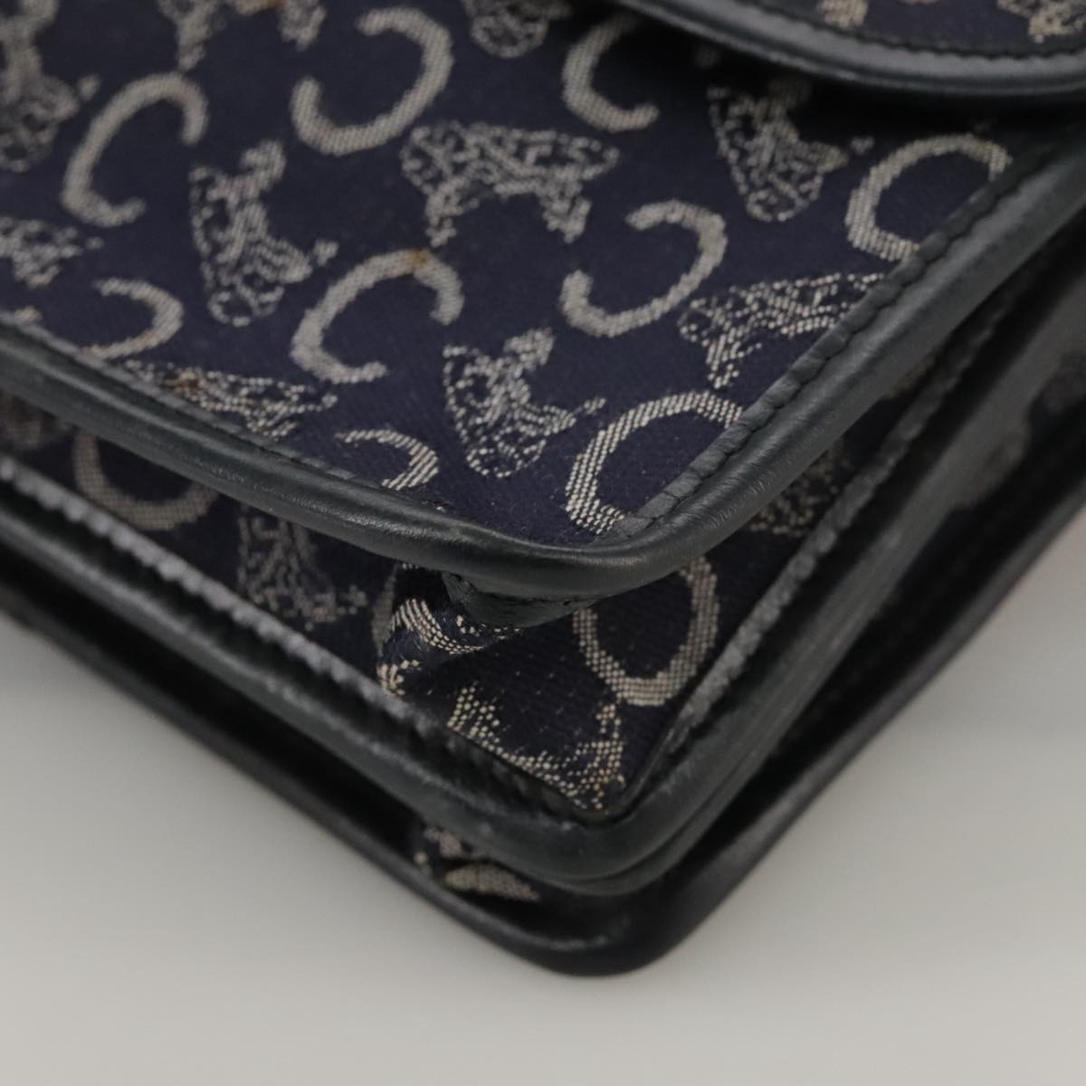 CELINE C Sulky Hand Bag Canvas Navy Auth 111628