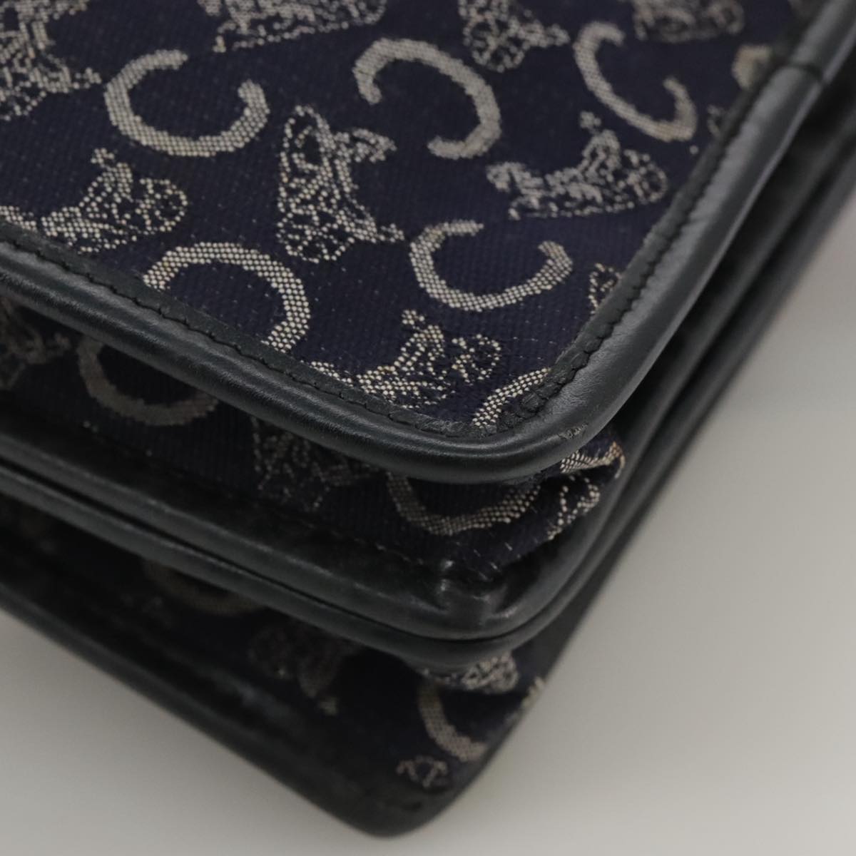 CELINE C Sulky Hand Bag Canvas Navy Auth 111628