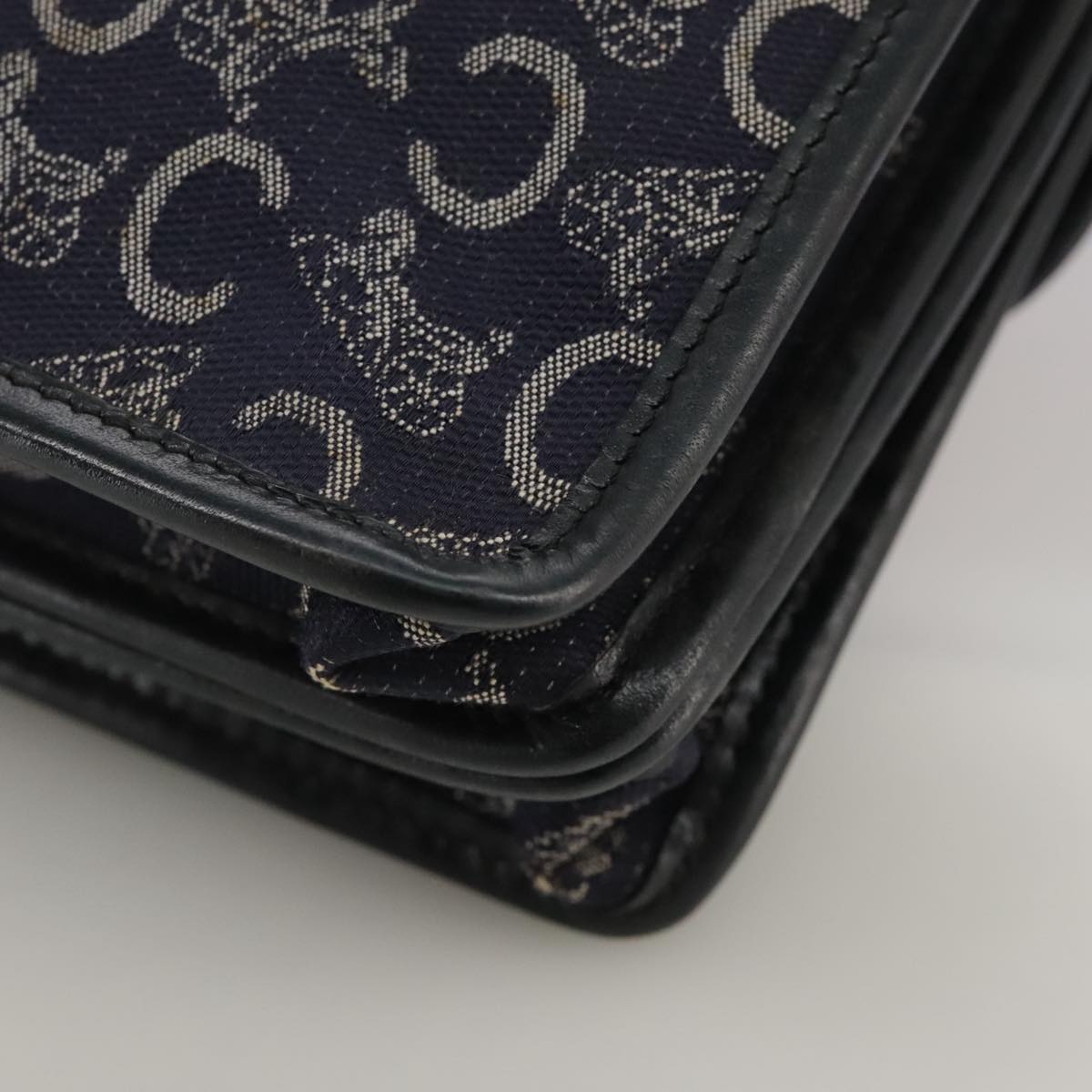 CELINE C Sulky Hand Bag Canvas Navy Auth 111628