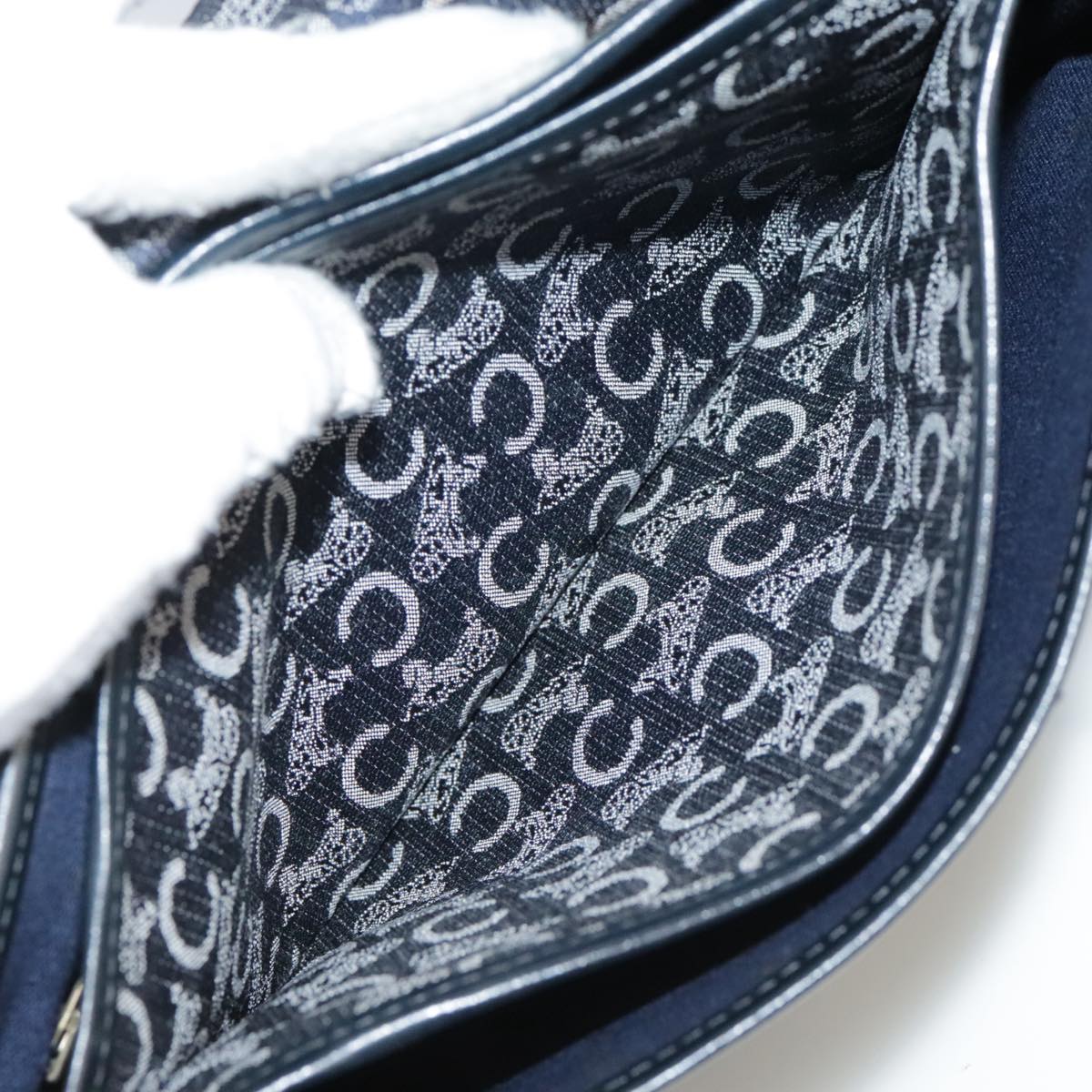 CELINE C Sulky Hand Bag Canvas Navy Auth 111628