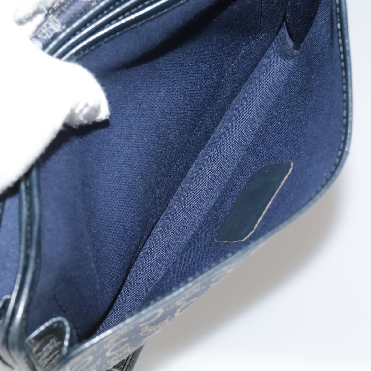 CELINE C Sulky Hand Bag Canvas Navy Auth 111628