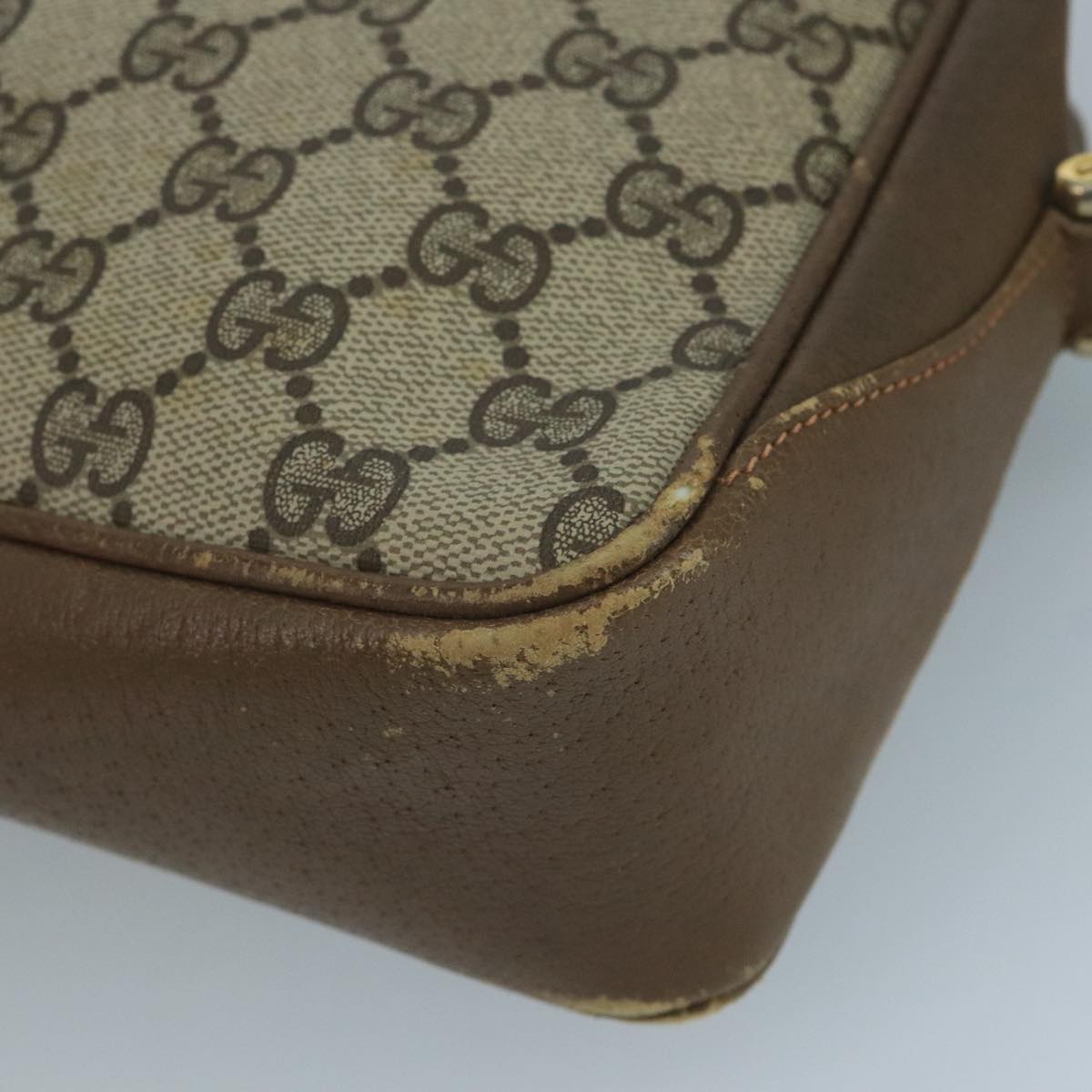 GUCCI GG Supreme Web Sherry Line Shoulder Bag PVC Beige Red Green Auth 111654