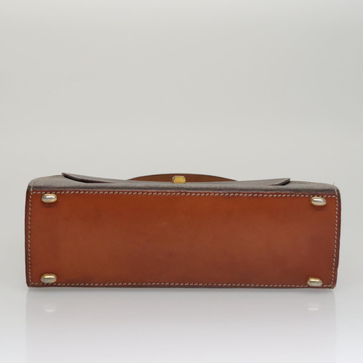 CELINE Macadam Canvas Hand Bag PVC Leather 2way Brown Auth 111670