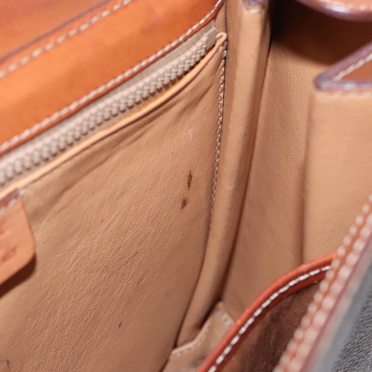 CELINE Macadam Canvas Hand Bag PVC Leather 2way Brown Auth 111670