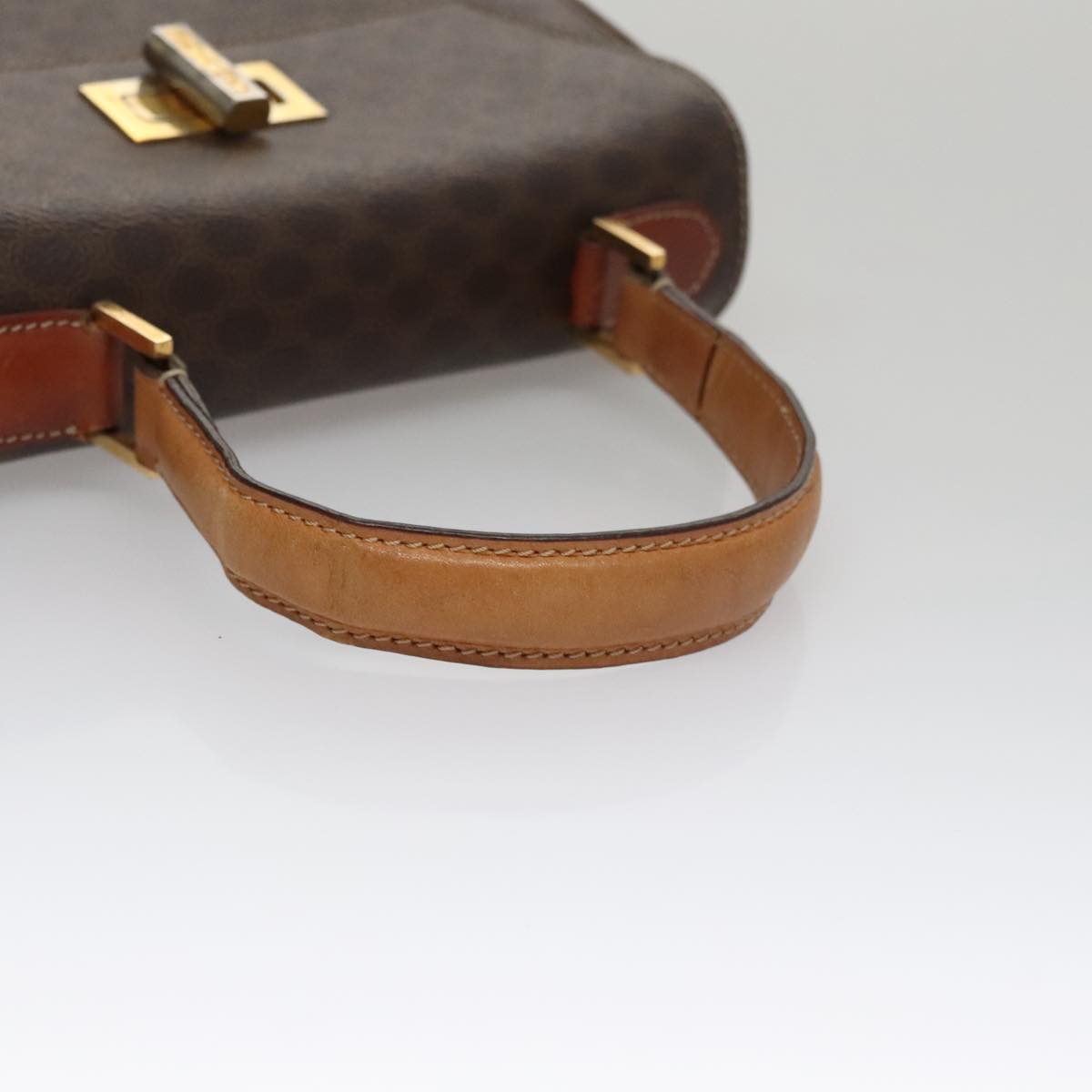 CELINE Macadam Canvas Hand Bag PVC Leather 2way Brown Auth 111670