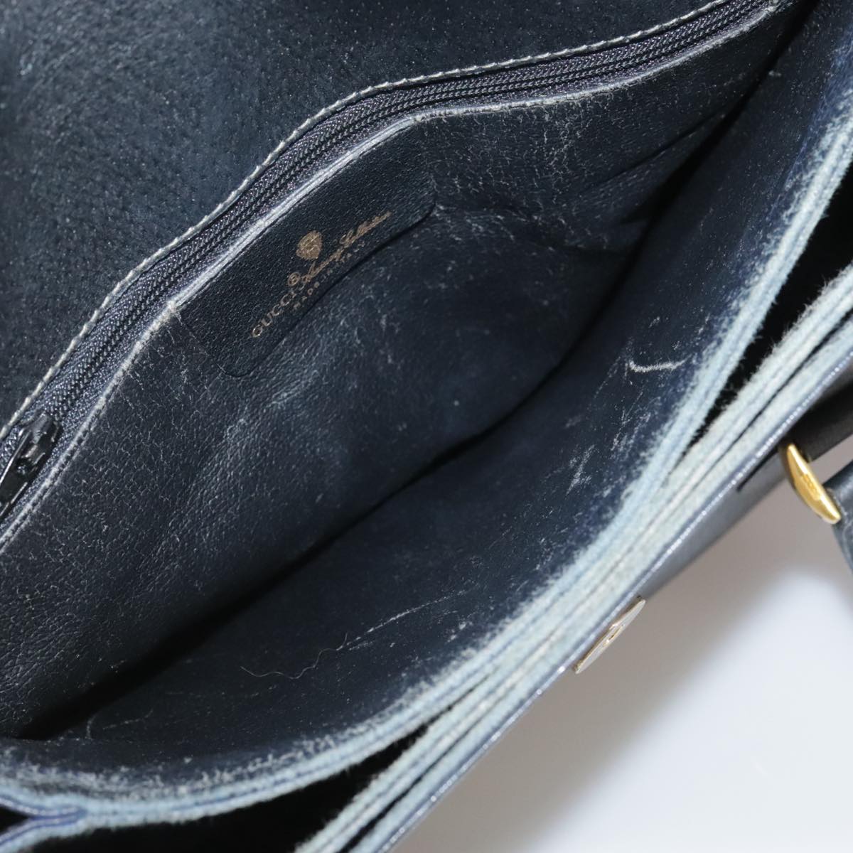GUCCI GG Supreme Hand Bag PVC Leather Black Gold 116 02 080 Auth 111672