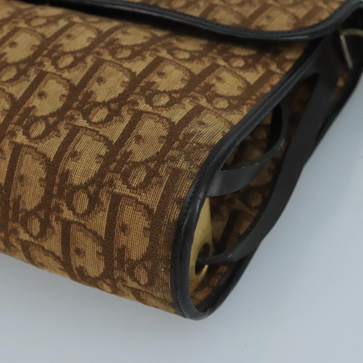 Christian Dior Trotter Canvas Shoulder Bag Brown Auth 111761