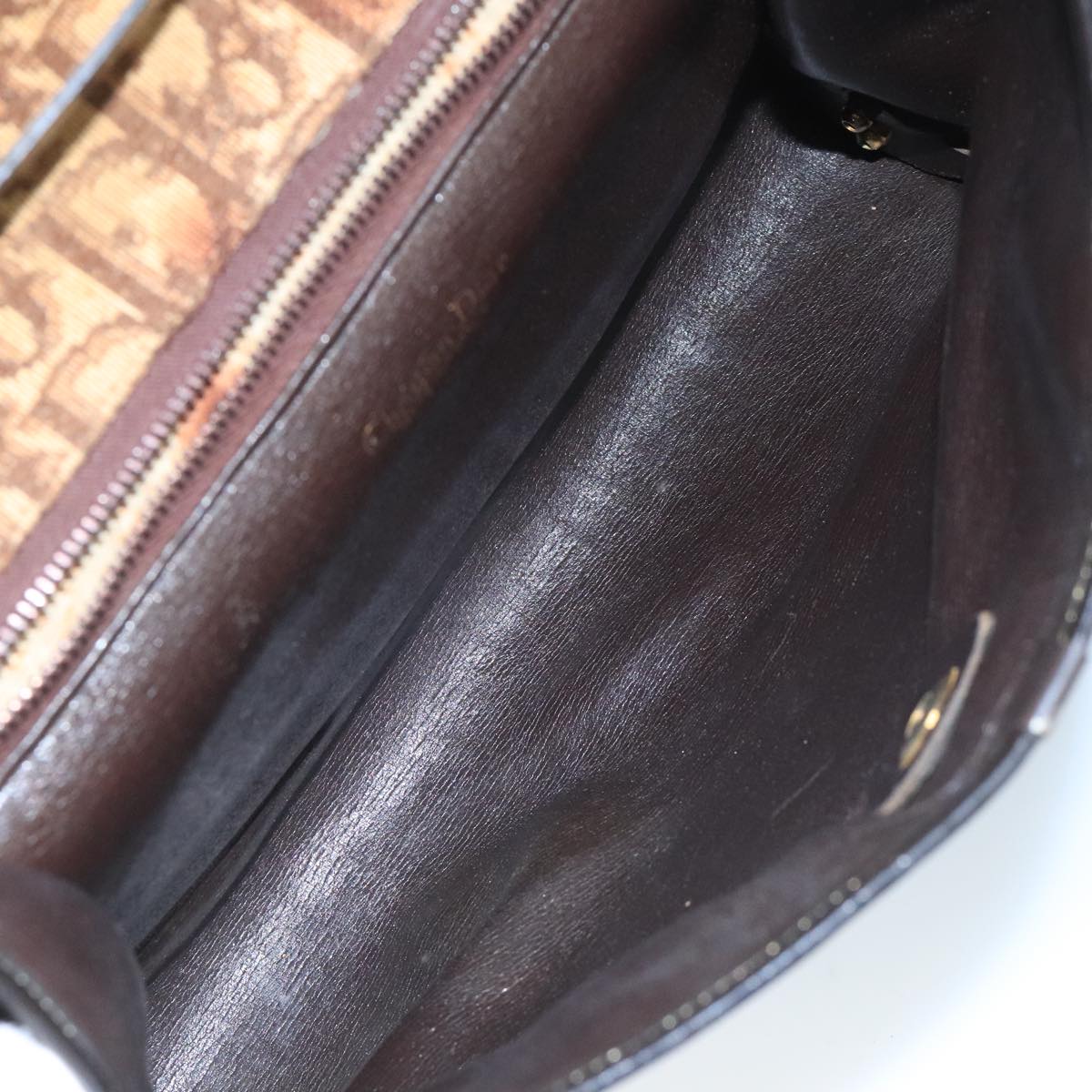 Christian Dior Trotter Canvas Shoulder Bag Brown Auth 111761