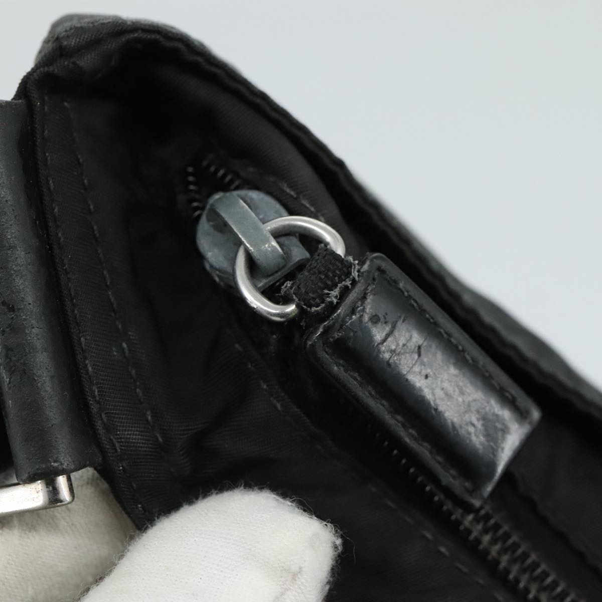 PRADA Shoulder Bag Nylon Black Auth 111765