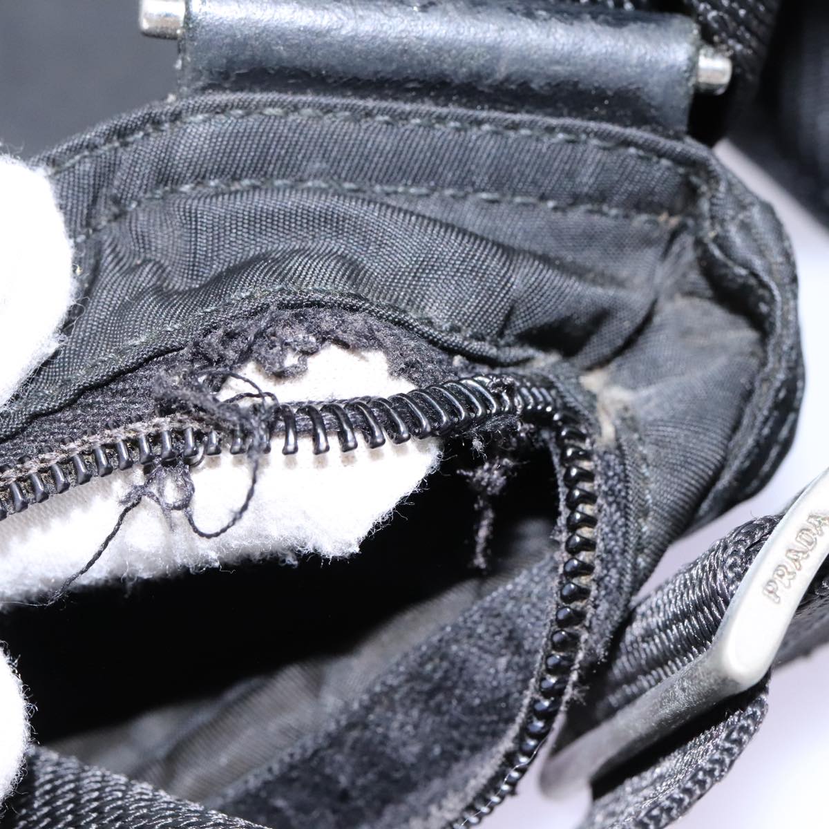 PRADA Shoulder Bag Nylon Black Auth 111765