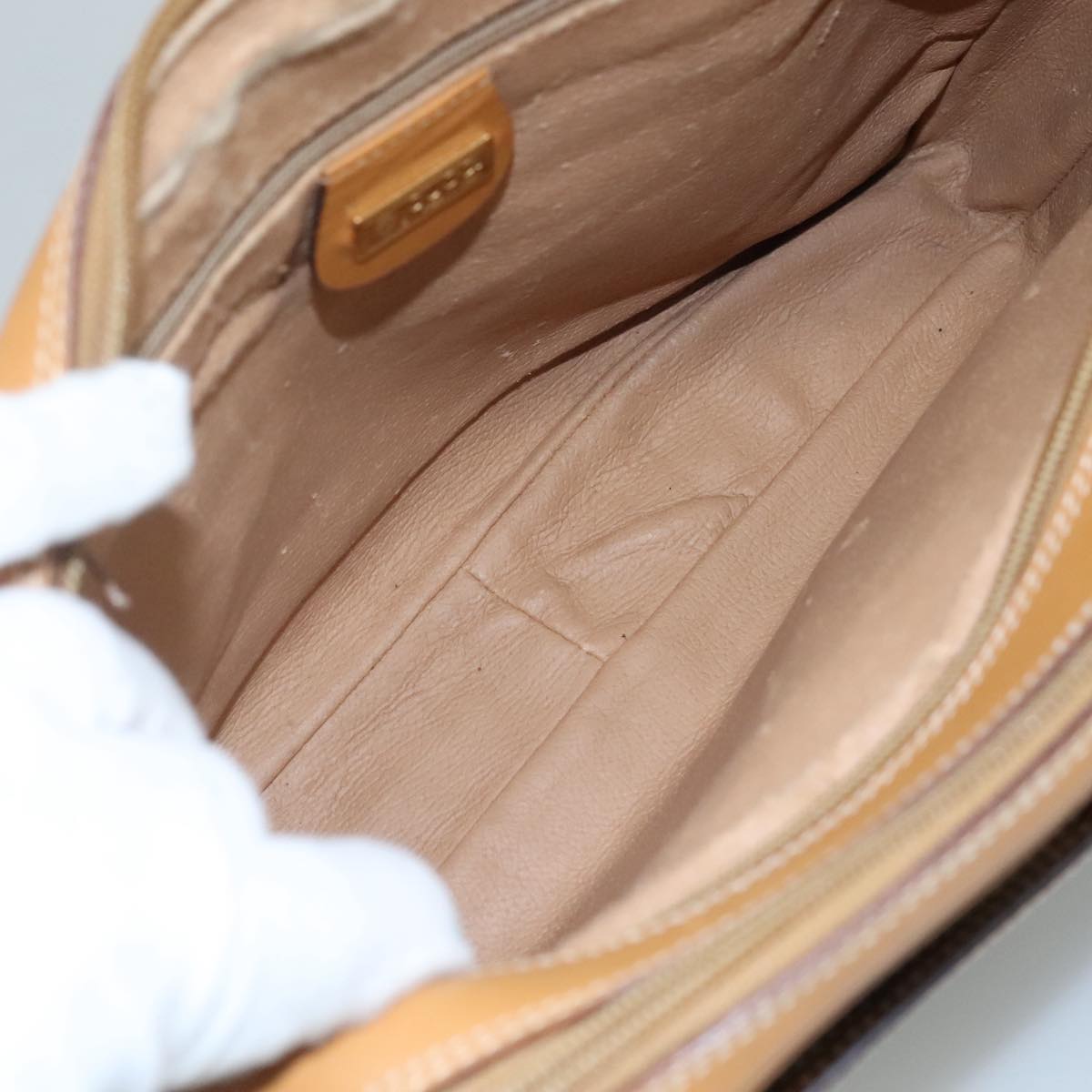 GUCCI Micro GG Supreme Shoulder Bag PVC Beige Auth 111808