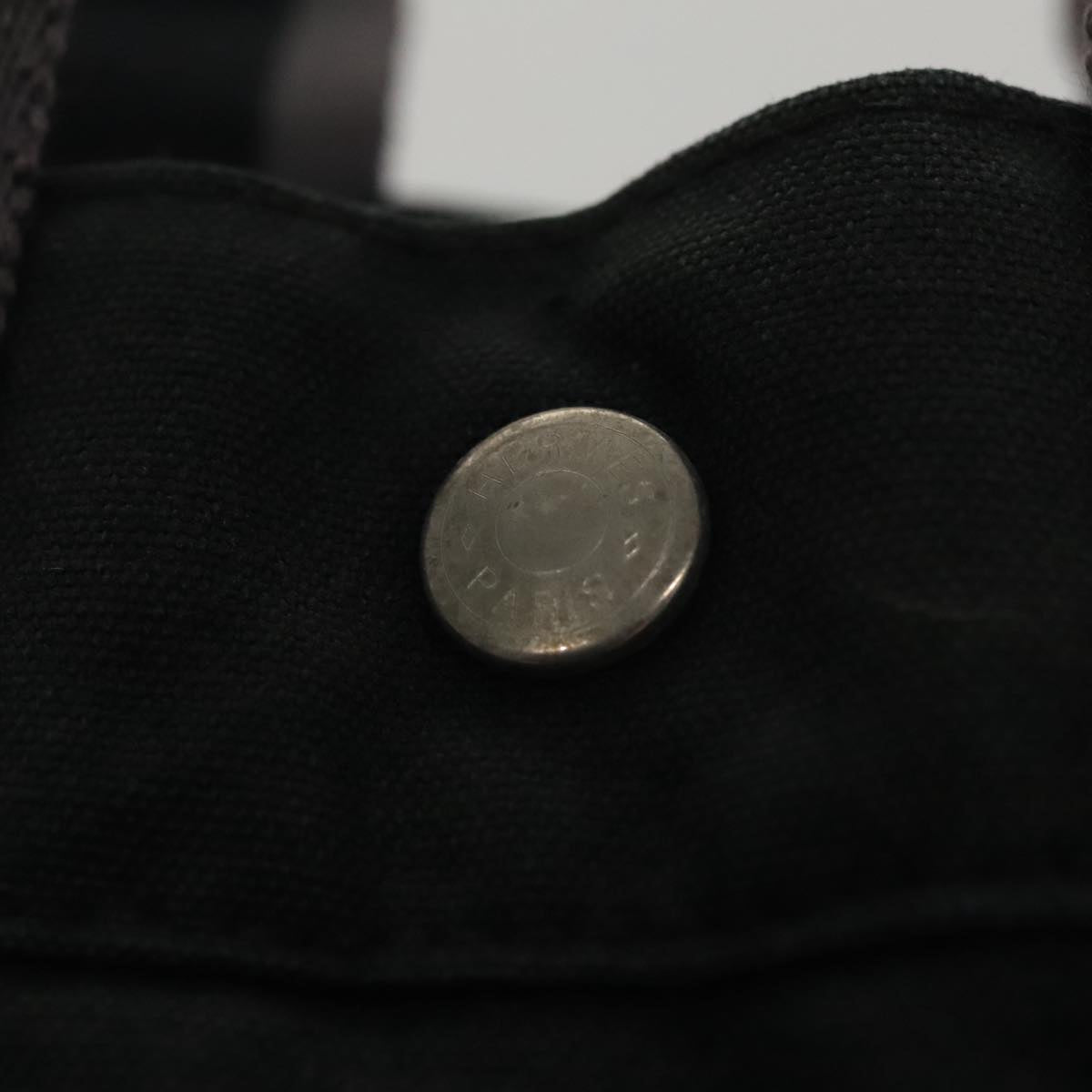 HERMES Fourre Tout PM Hand Bag Canvas Black Gray Silver Auth 111811