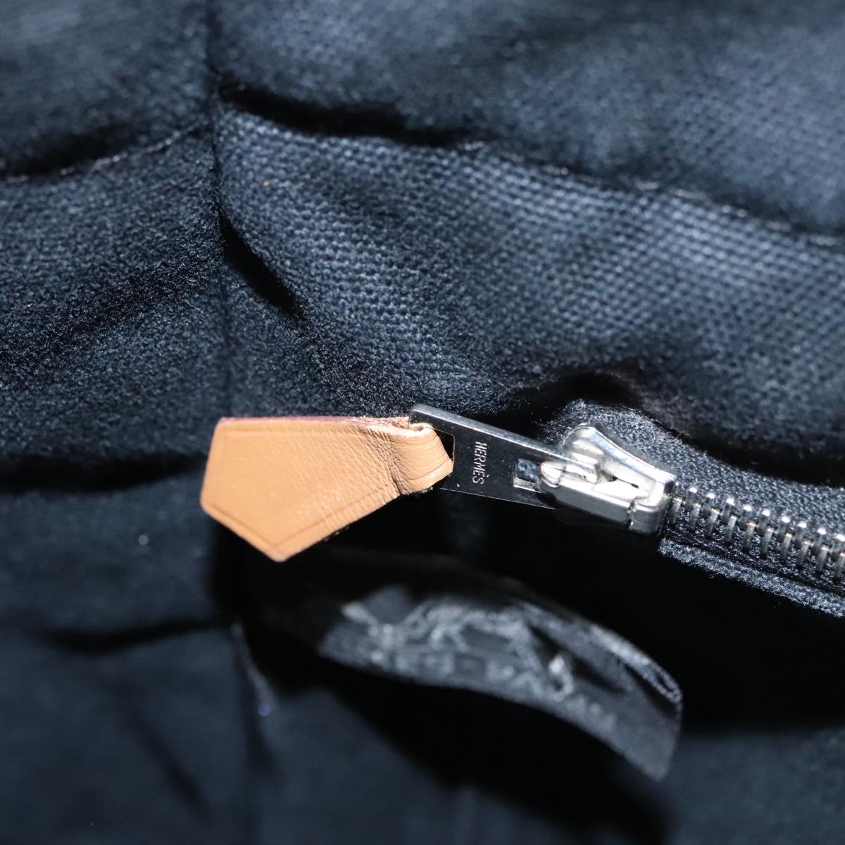 HERMES Fourre Tout PM Hand Bag Canvas Black Gray Silver Auth 111811