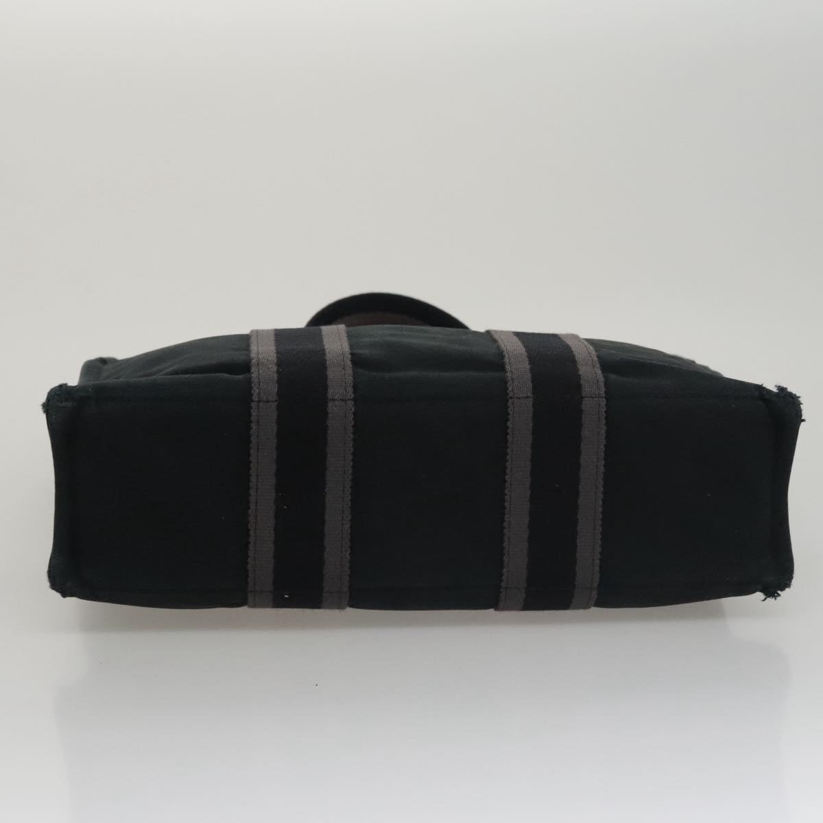 HERMES Fourre Tout PM Hand Bag Canvas Black Gray Silver Auth 111811