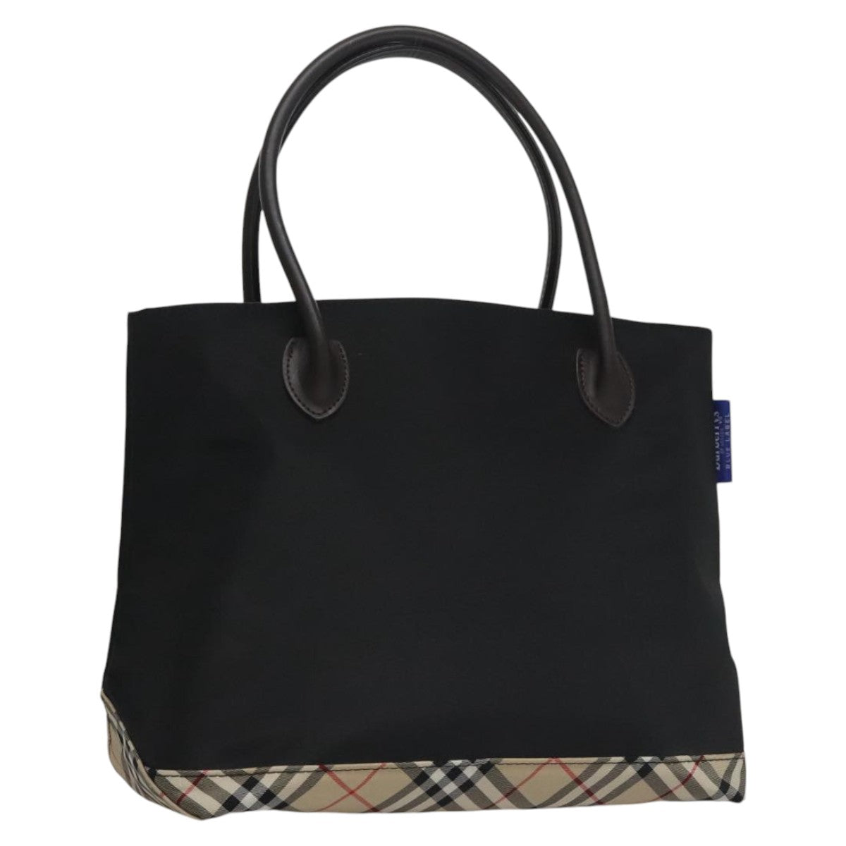 Burberrys Blue Label Hand Bag Nylon Black Auth 111813