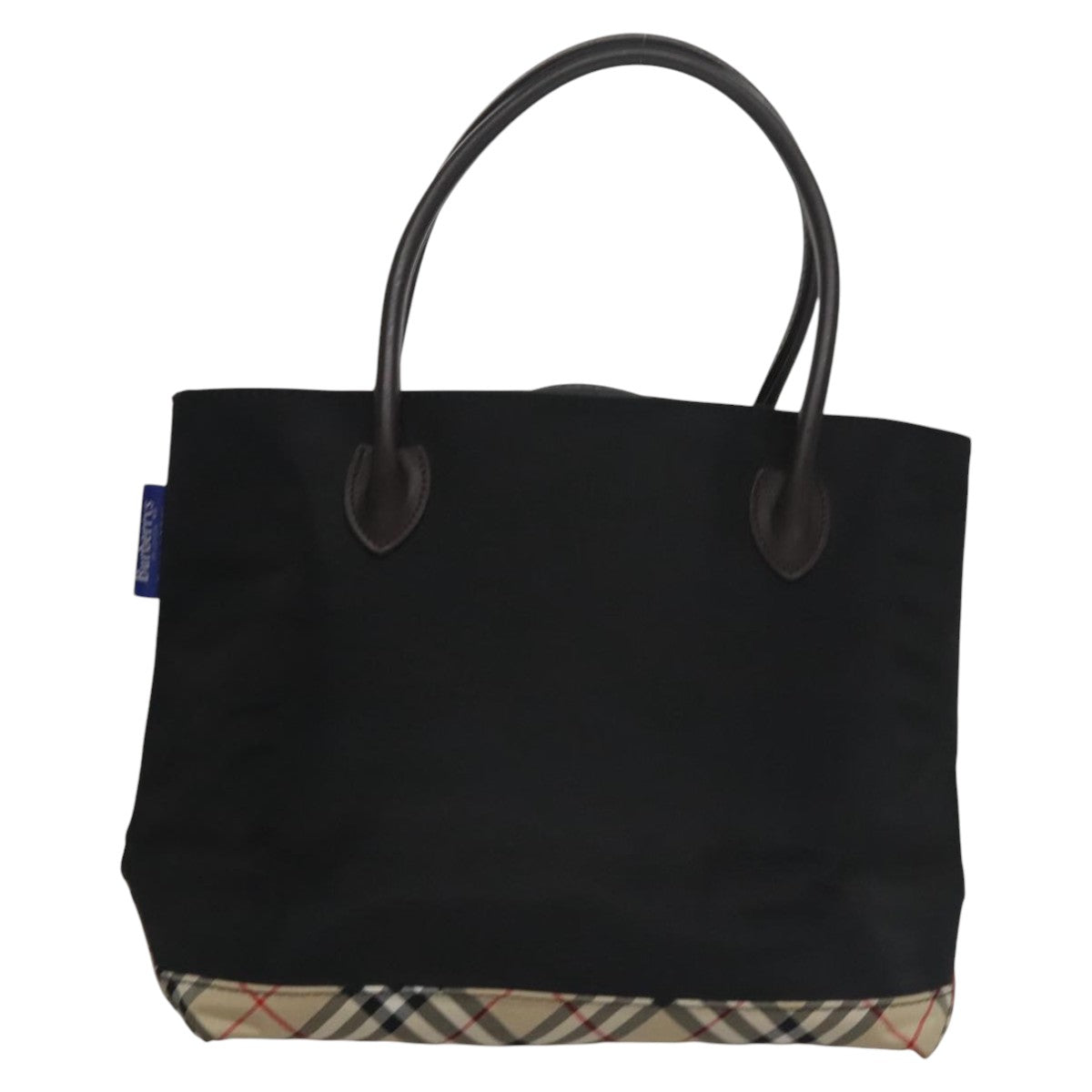 Burberrys Blue Label Hand Bag Nylon Black Auth 111813