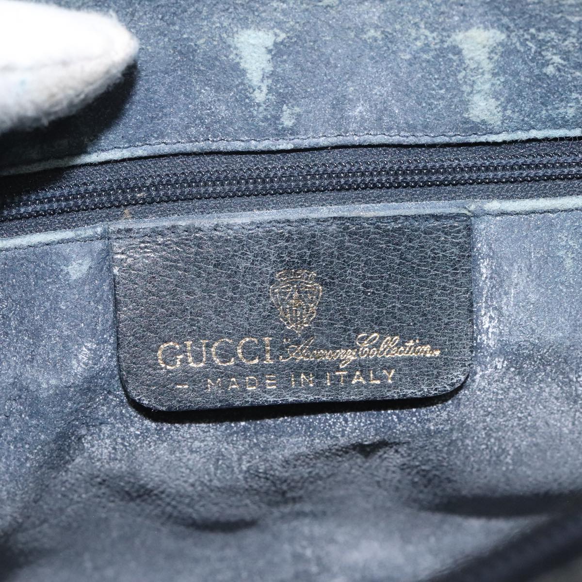 GUCCI GG Supreme Sherry Line Shoulder Bag PVC Navy Gold 378 004 4464 Auth 111855