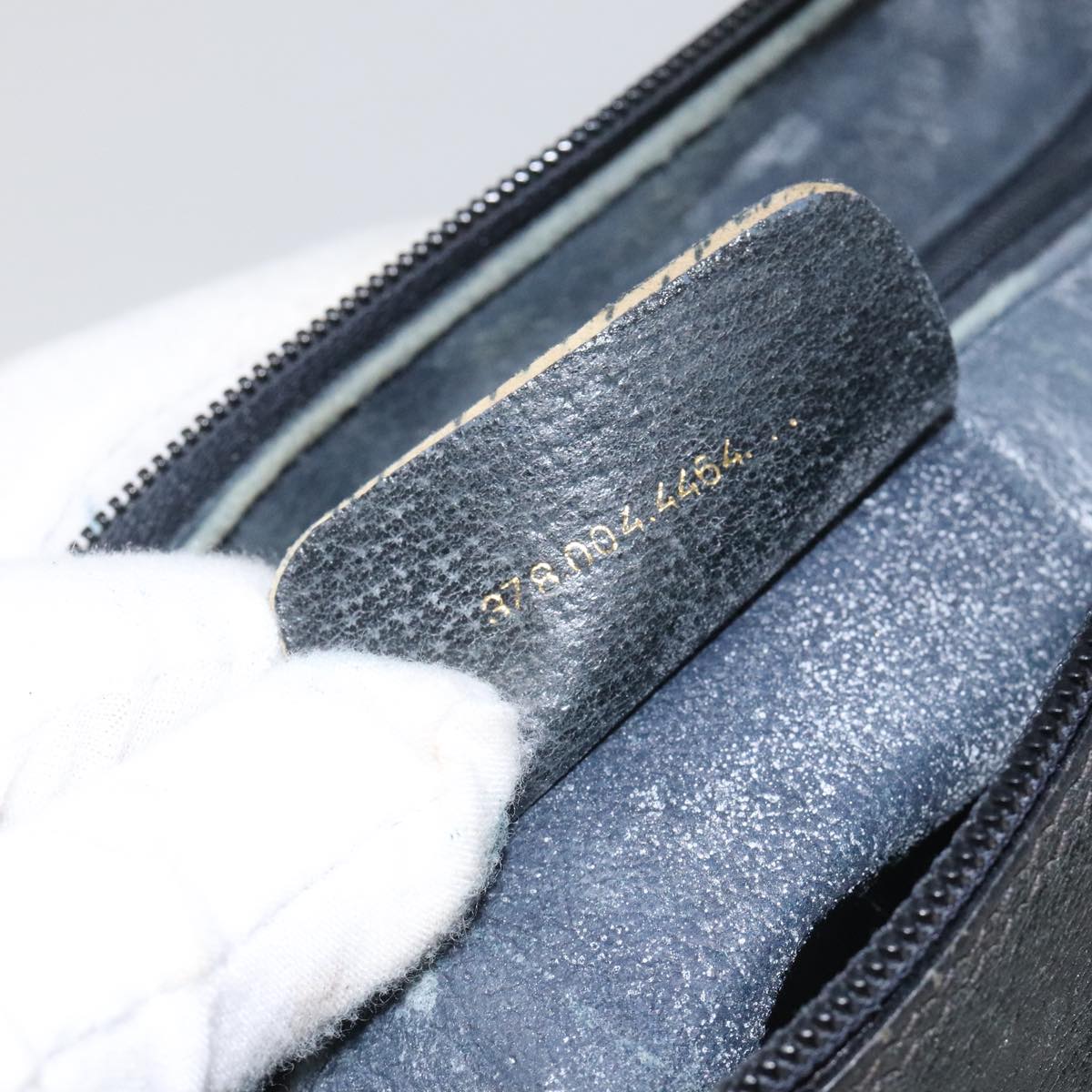 GUCCI GG Supreme Sherry Line Shoulder Bag PVC Navy Gold 378 004 4464 Auth 111855