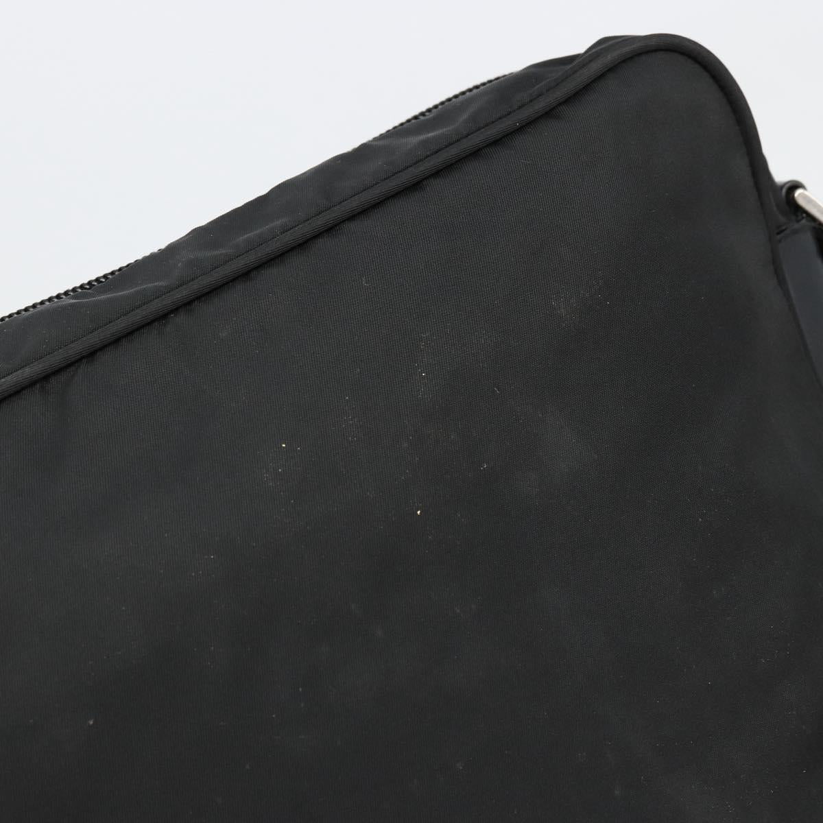 PRADA Shoulder Bag Nylon Black Silver Auth 111866