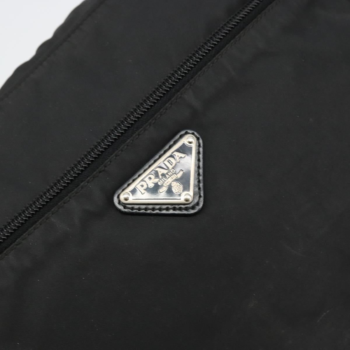 PRADA Shoulder Bag Nylon Black Silver Auth 111866
