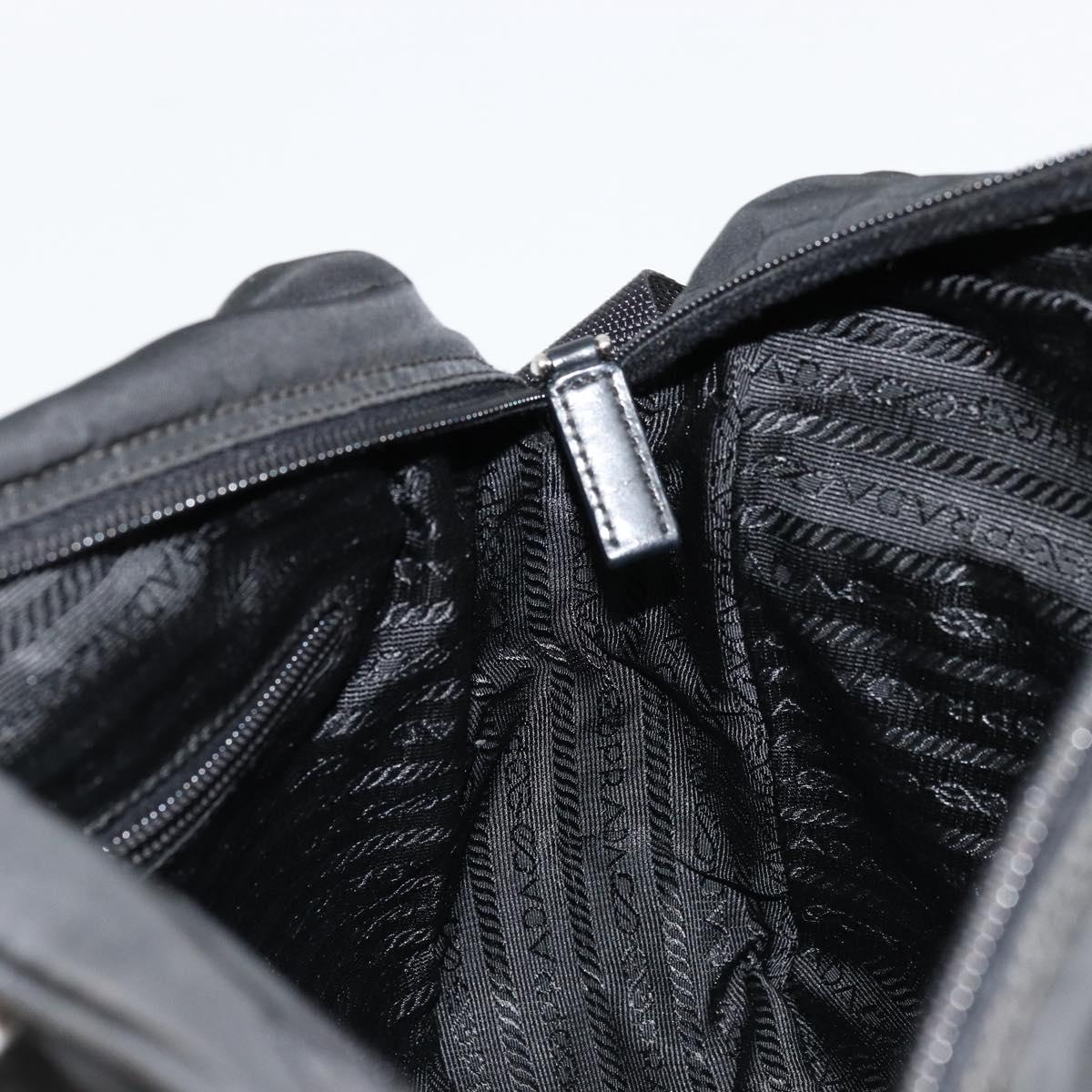 PRADA Shoulder Bag Nylon Black Silver Auth 111866