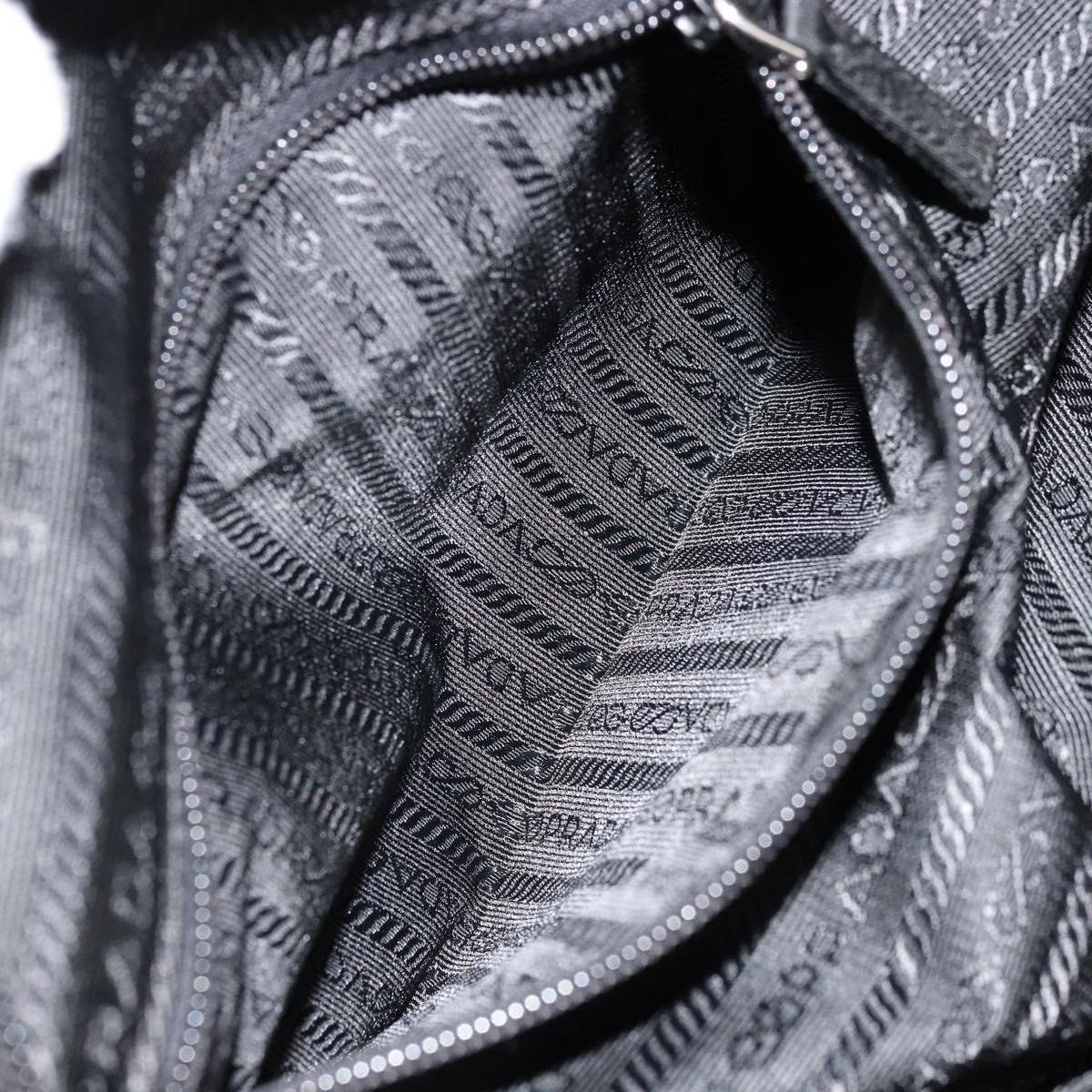 PRADA Shoulder Bag Nylon Black Silver Auth 111866