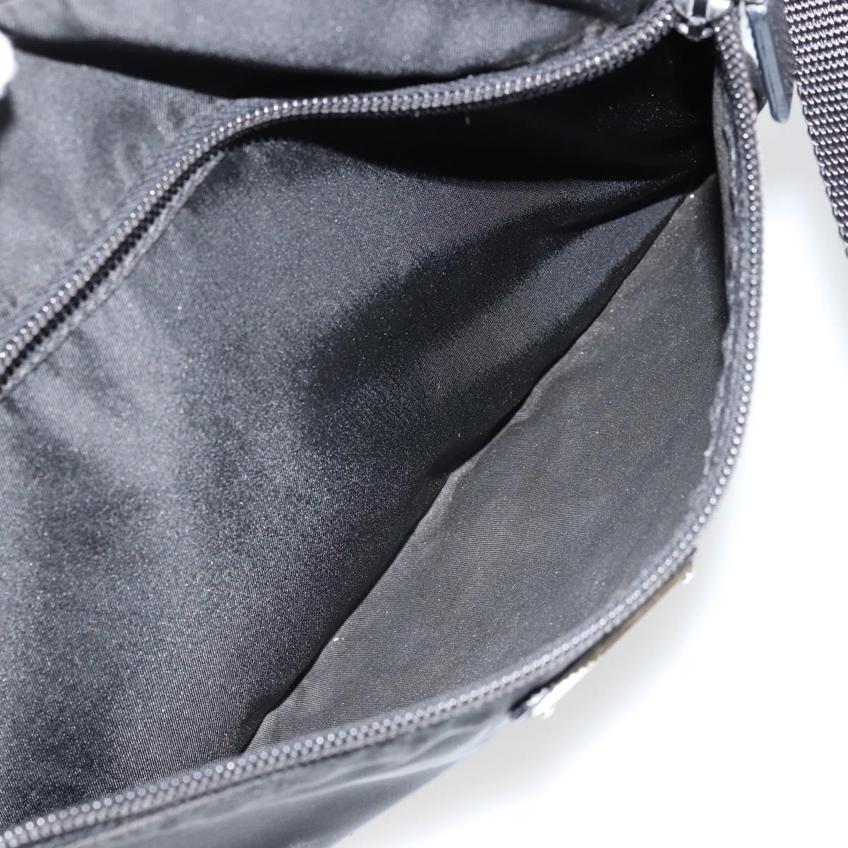 PRADA Shoulder Bag Nylon Black Silver Auth 111866