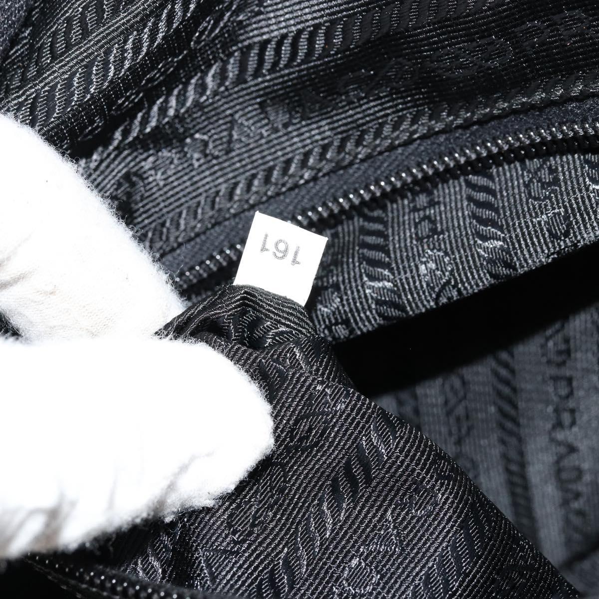 PRADA Shoulder Bag Nylon Black Silver Auth 111866