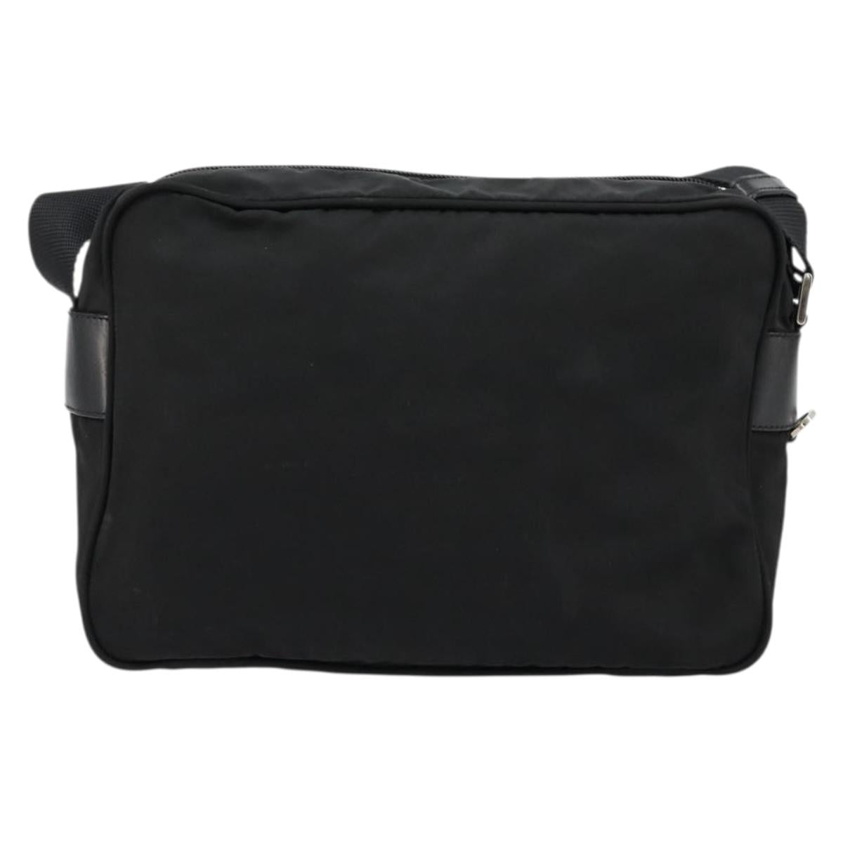 PRADA Shoulder Bag Nylon Black Silver Auth 111866