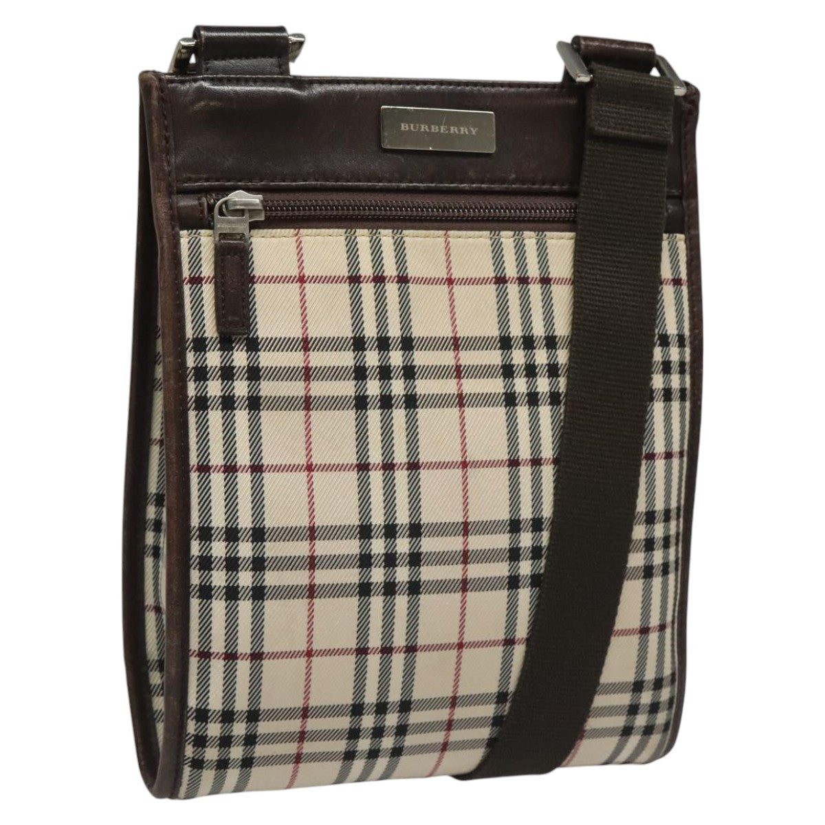 BURBERRY Nova Check Shoulder Bag Canvas Beige Auth 111876